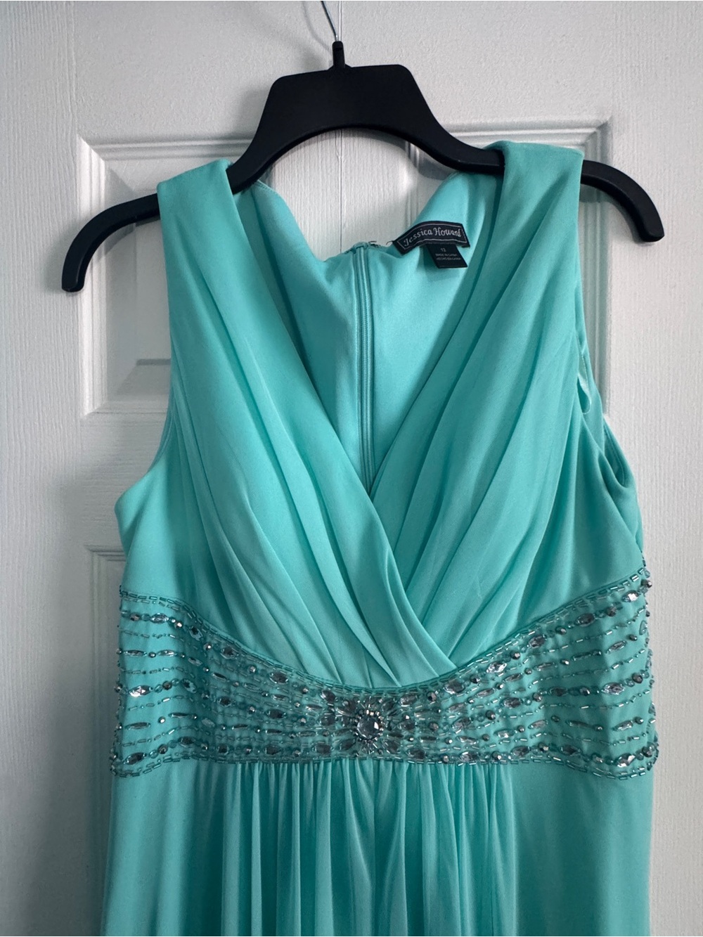 Jessica Howard Mint Green Strapless Beaded Waist Evening Gown